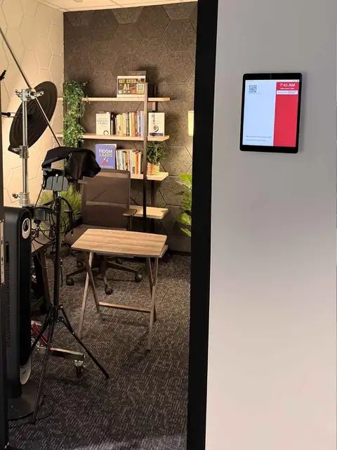Solo podcast booth with on-demand booking at I-10 and 410 in San Antonio